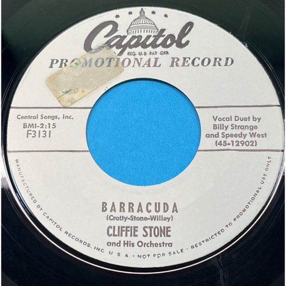 Cliffie Stone The Popcorn Song / Barracuda 45 Country Rocker Promo Capitol F3131 - Picture 2 of 4